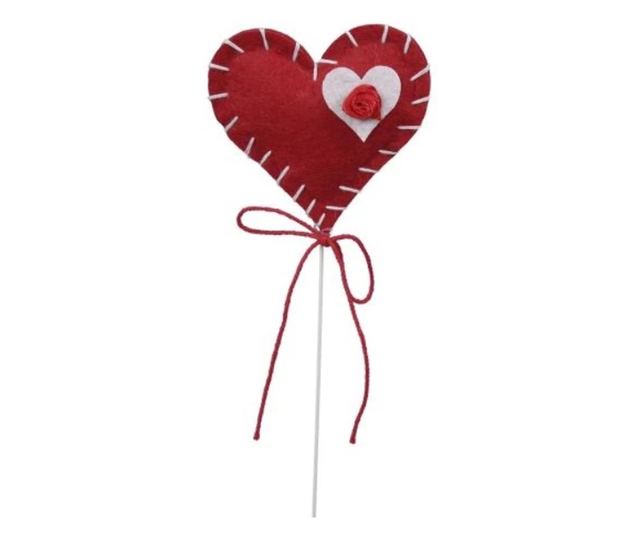 Szív Dísz Botocskán, Textil, 6.5x7 cm