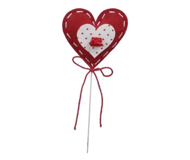 Szív Dísz Botocskán, Textil, 6.5x7 cm