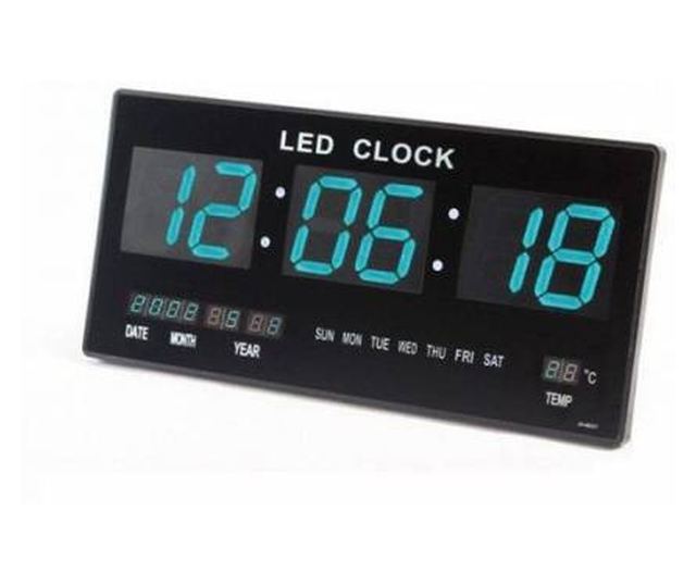 Klausstech professzionális elektronikus falióra, óraméret 46x22cm, digitális kijelző funkció, edzőtermi használatra, LED-es órah