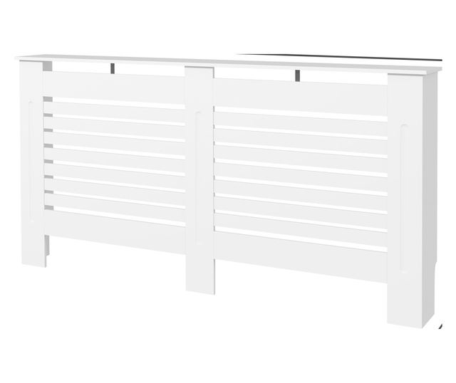 Rácsos radiátorburkolat fehér fa polccal 152x19x81 cm