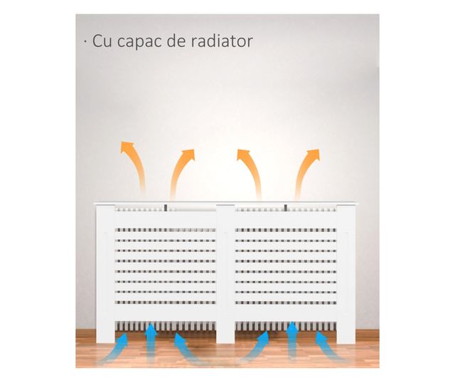 Rácsos radiátorburkolat fehér fa polccal 152x19x81 cm