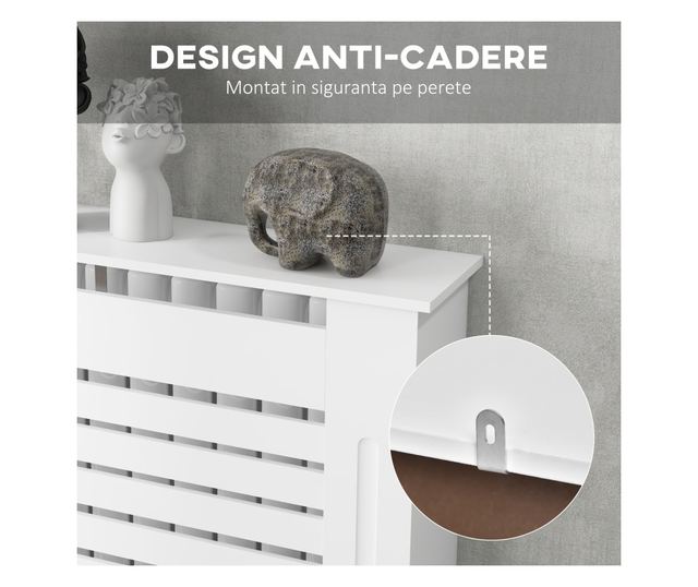 Rácsos radiátorburkolat fehér fa polccal 152x19x81 cm