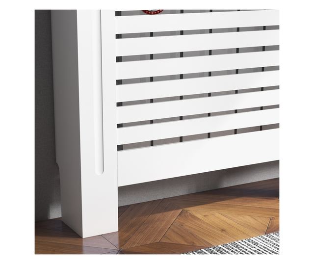 Rácsos radiátorburkolat fehér fa polccal 152x19x81 cm