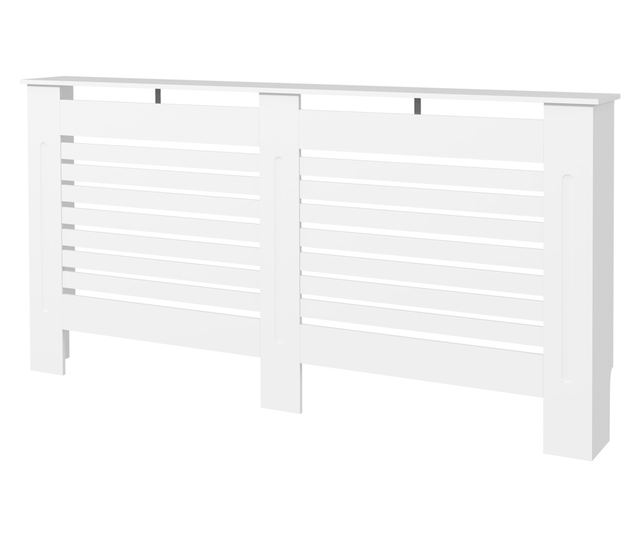 Rácsos radiátorburkolat fehér fa polccal 152x19x81 cm