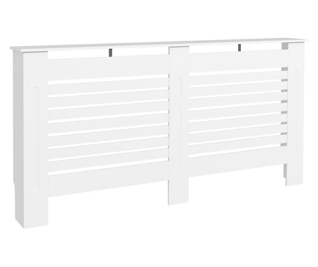 Rácsos radiátorburkolat fehér fa polccal 152x19x81 cm