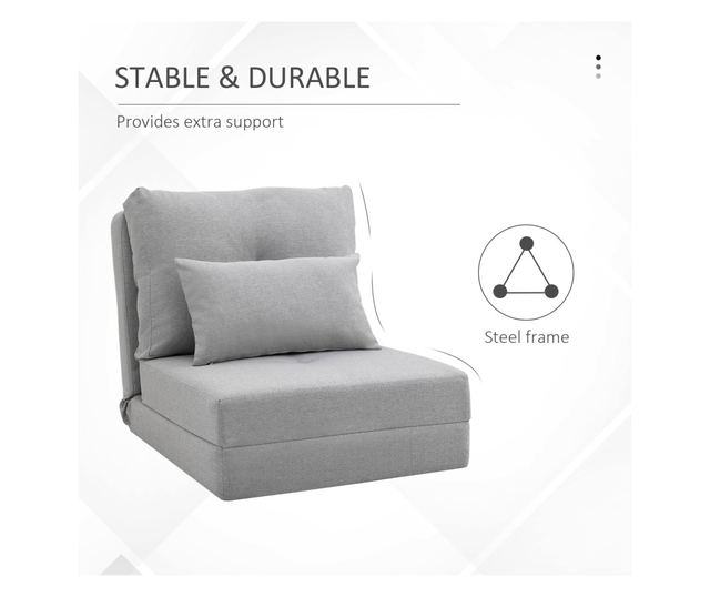 3 az 1-benátalakítható ülöhető ágy, padlószófa 2 párnával, világos szürke