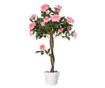 Mesterséges rózsafa 21 virággal, cementtel és mohával töltött cseréppel, Ø18x90 cm, rózsaszín