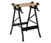 Összecsukható Műhelyasztal 4 satuval, vonalzóval és szögmérővel, 150 kg teherbírással, fekete és fa