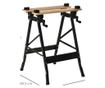 Összecsukható Műhelyasztal 4 satuval, vonalzóval és szögmérővel, 150 kg teherbírással, fekete és fa