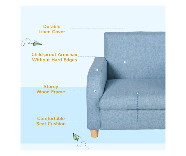 Gyermekfotel textil anyagból, max. 65 kg, 49x45x44cm, kék