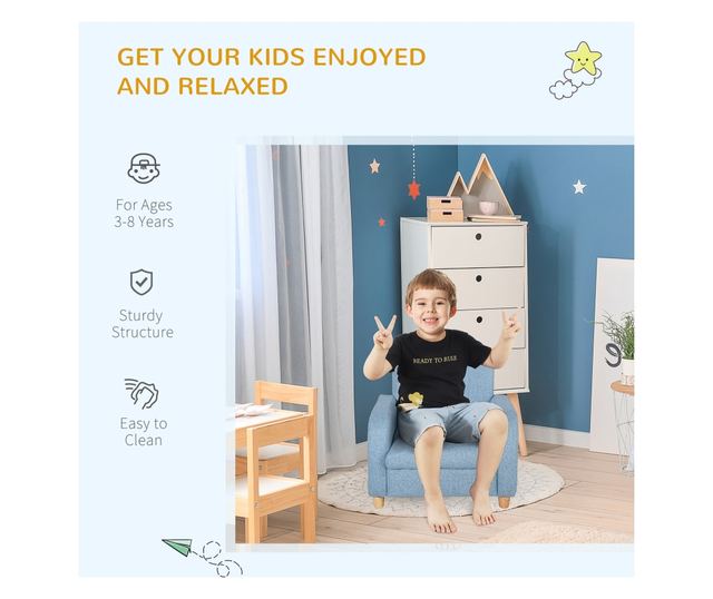 Gyermekfotel textil anyagból, max. 65 kg, 49x45x44cm, kék