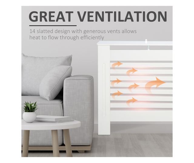 Rácsos radiátorburkolat fehér fa polccal 172x19x81 cm