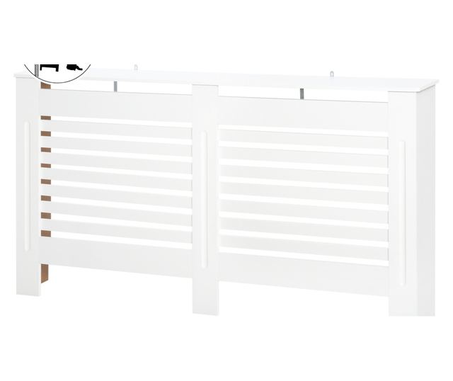 Rácsos radiátorburkolat fehér fa polccal 172x19x81 cm