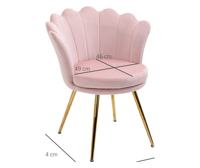 Vintage Bársony Kagyló Díszes Fotel Arany Lábakkal