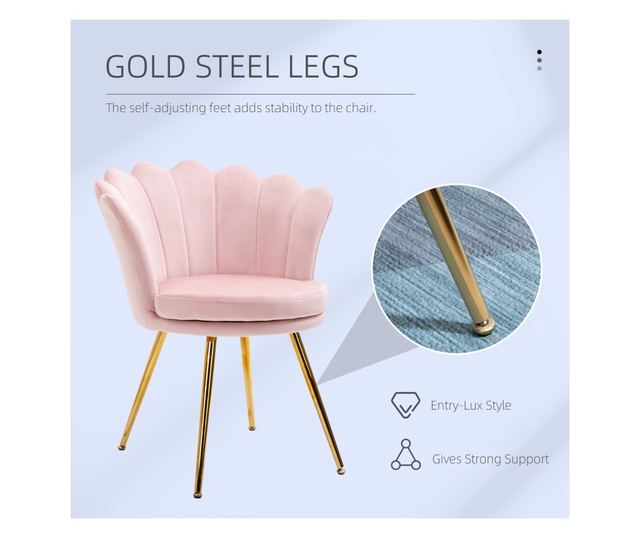 Vintage Bársony Kagyló Díszes Fotel Arany Lábakkal