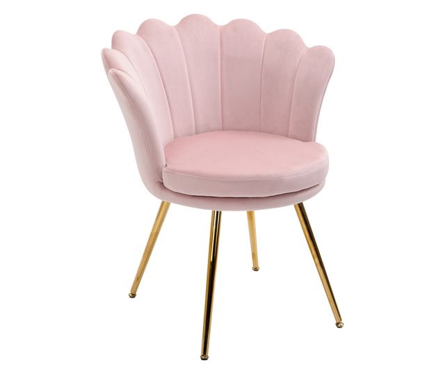 Vintage Bársony Kagyló Díszes Fotel Arany Lábakkal