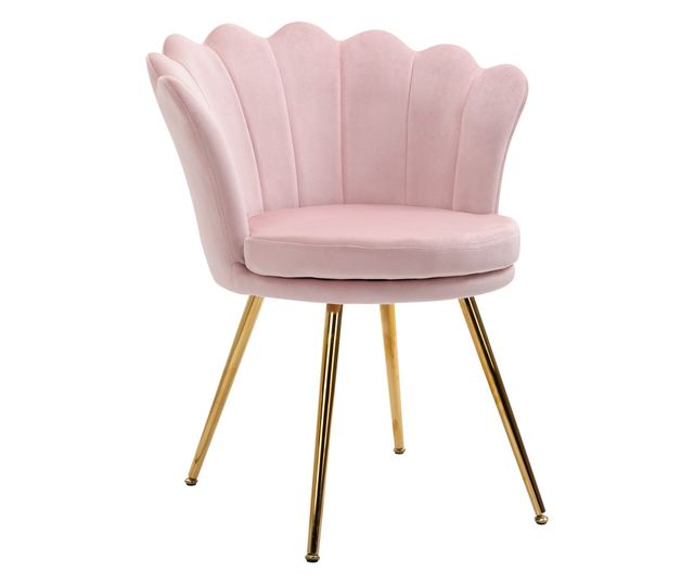 Vintage Bársony Kagyló Díszes Fotel Arany Lábakkal