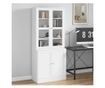 Könyvespolc 2 szekrénnyel, polcokkal és üvegajtókkal - Fehér