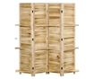 Összecsukható 4 részes szobaelválasztó paulownia fa polcokkal, 162x170 cm, Fa