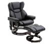 Dönthető masszázsfotel lábtartóval, 145° dőlésszöggel és 360° elforgatással, fekete