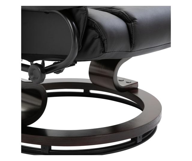 Dönthető masszázsfotel lábtartóval, 145° dőlésszöggel és 360° elforgatással, fekete