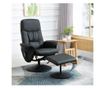 Dönthető fotel lábtartóval, 145° dönthető háttámla 360° forgó ülőfelülettel, 10 masszázsponttal, fekete