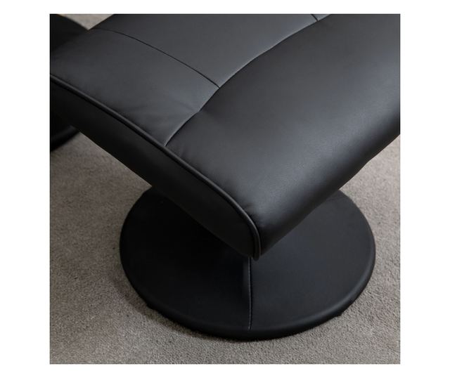 Dönthető fotel lábtartóval, 145° dönthető háttámla 360° forgó ülőfelülettel, 10 masszázsponttal, fekete