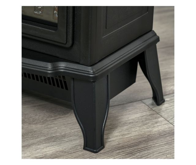 Hordozható elektromos kandalló 1000W/2000W ABS és fekete üveg