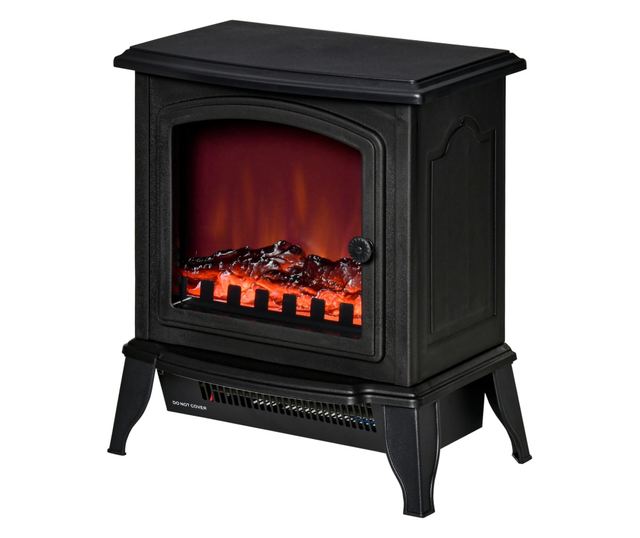 Hordozható elektromos kandalló 1000W/2000W ABS és fekete üveg