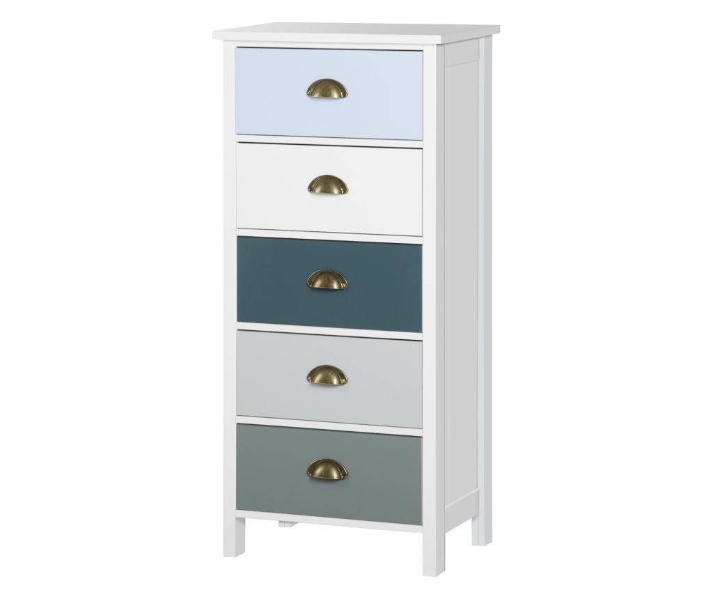 Comodă pentru Dormitor cu 5 Sertare Colorate, cu Mânere Metalice,  45x30x95.4 cm, Multicolor - 15