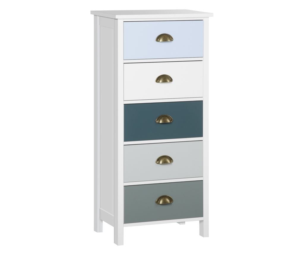Comodă pentru Dormitor cu 5 Sertare Colorate, cu Mânere Metalice,  45x30x95.4 cm, Multicolor - 18