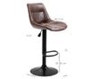 2 db bárszék szett, állítható magasságú, lábtartóval, 46,5 cm x 50 cm x 108 cm, fekete + barna