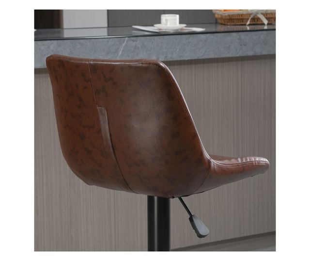 2 db bárszék szett, állítható magasságú, lábtartóval, 46,5 cm x 50 cm x 108 cm, fekete + barna