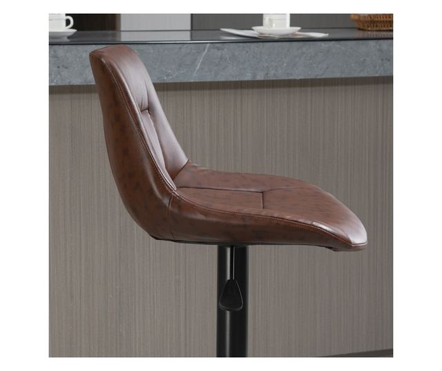 2 db bárszék szett, állítható magasságú, lábtartóval, 46,5 cm x 50 cm x 108 cm, fekete + barna