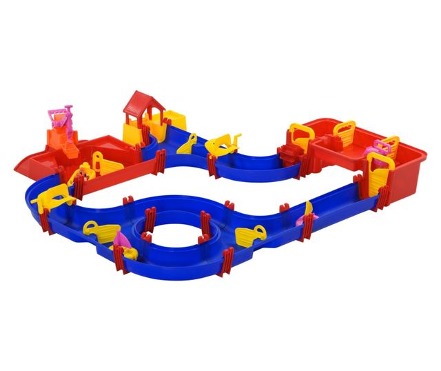 78 részes vízi játékkészlet gyerekeknek 3-6 éves korig, 123x90x7cm, kék és piros