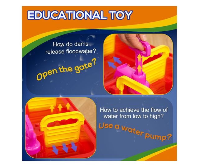 78 részes vízi játékkészlet gyerekeknek 3-6 éves korig, 123x90x7cm, kék és piros