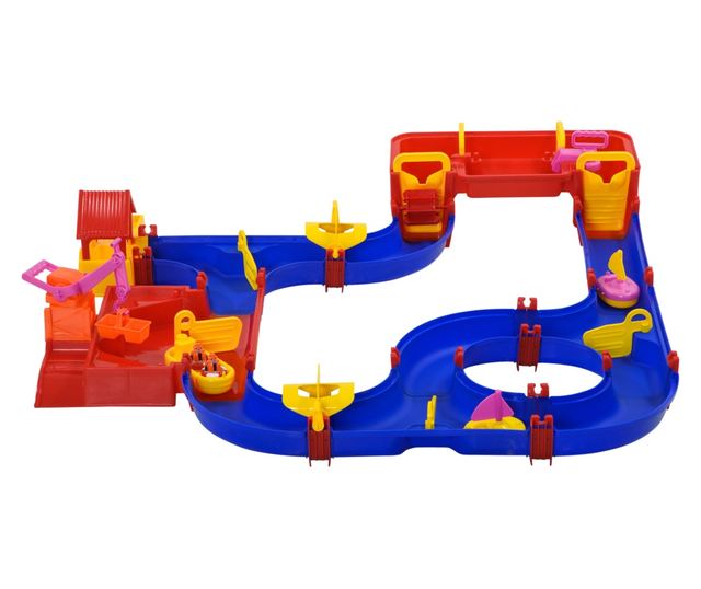78 részes vízi játékkészlet gyerekeknek 3-6 éves korig, 123x90x7cm, kék és piros