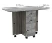 Összecsukható étkezőasztal 6 személyesig, 2 fiókkal, szekrénnyel és hátsó polccal, 120x60x76,5 cm, szürke