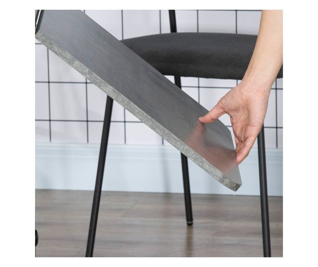 Összecsukható étkezőasztal 6 személyesig, 2 fiókkal, szekrénnyel és hátsó polccal, 120x60x76,5 cm, szürke