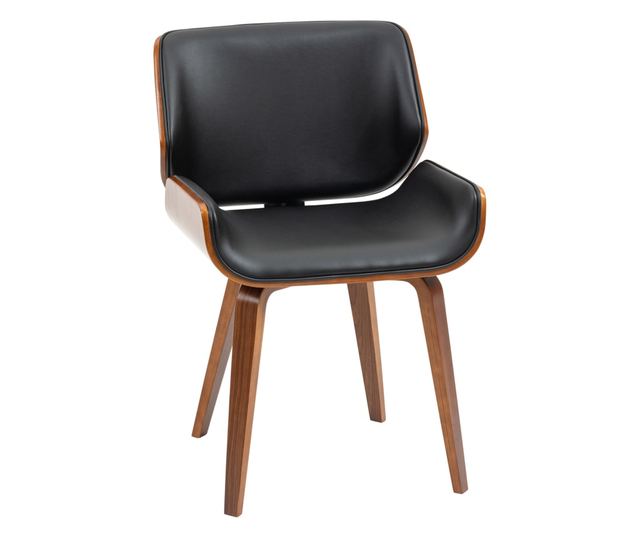 2 db Vintage Stílusú Étkezőszék Kárpitozott Fa és Műbőr Borítással, Fekete és Fa