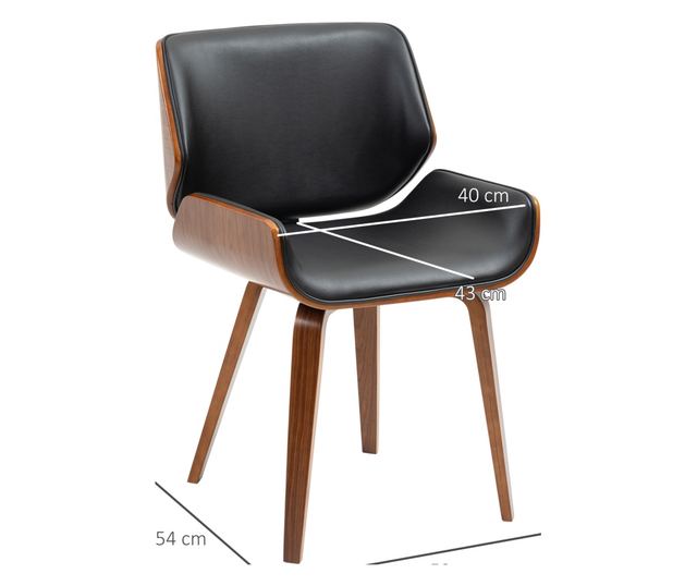 2 db Vintage Stílusú Étkezőszék Kárpitozott Fa és Műbőr Borítással, Fekete és Fa