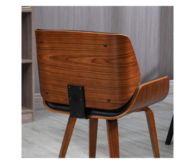 2 db Vintage Stílusú Étkezőszék Kárpitozott Fa és Műbőr Borítással, Fekete és Fa