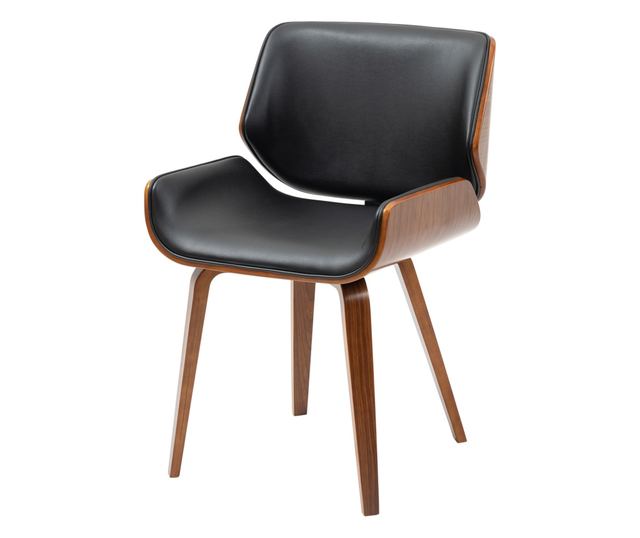 2 db Vintage Stílusú Étkezőszék Kárpitozott Fa és Műbőr Borítással, Fekete és Fa