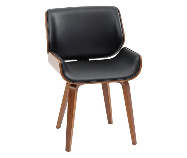 2 db Vintage Stílusú Étkezőszék Kárpitozott Fa és Műbőr Borítással, Fekete és Fa