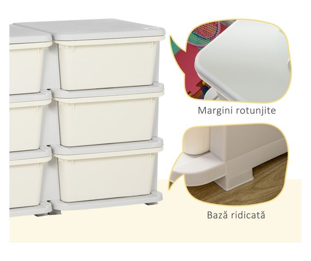 Gyermek 6 fiókos komód lekerekített élekkel, krémszínű PP, 75x37x56,5 cm