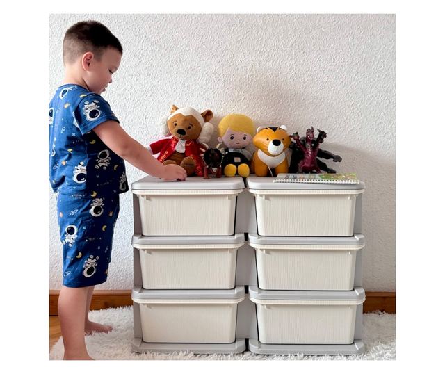 Gyermek 6 fiókos komód lekerekített élekkel, krémszínű PP, 75x37x56,5 cm