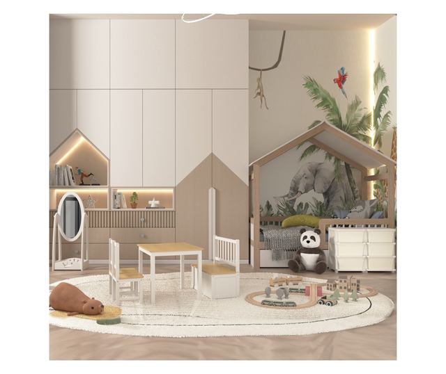 Gyermek 6 fiókos komód lekerekített élekkel, krémszínű PP, 75x37x56,5 cm