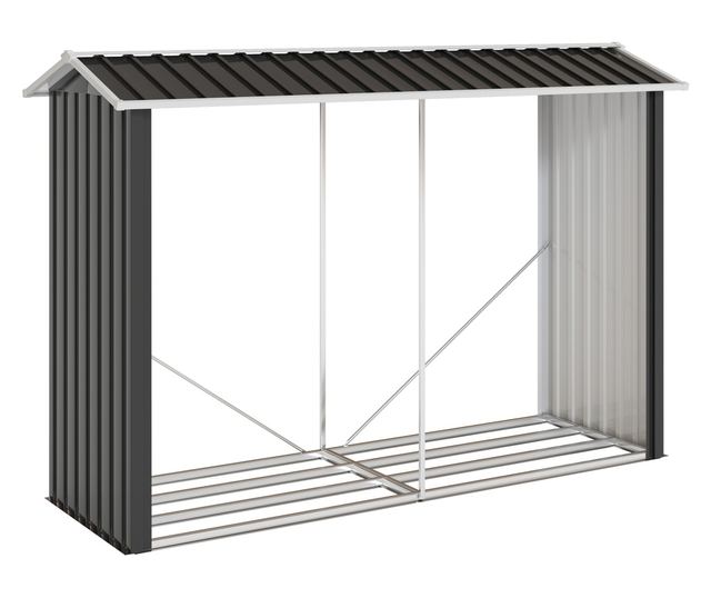 Horganyzott acél rönktároló 240x86x160cm fekete