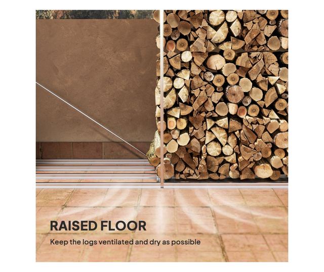 Horganyzott acél rönktároló 240x86x160cm fekete