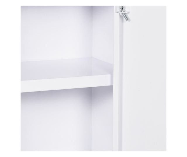 Acél gyógyszeres szekrény 3 polccal és zárral, 2 kulccsal, fehér